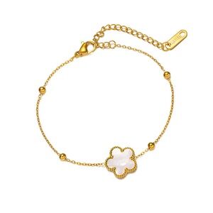 18k Gold Plated Clover Flower Stainless Steel Bracelet